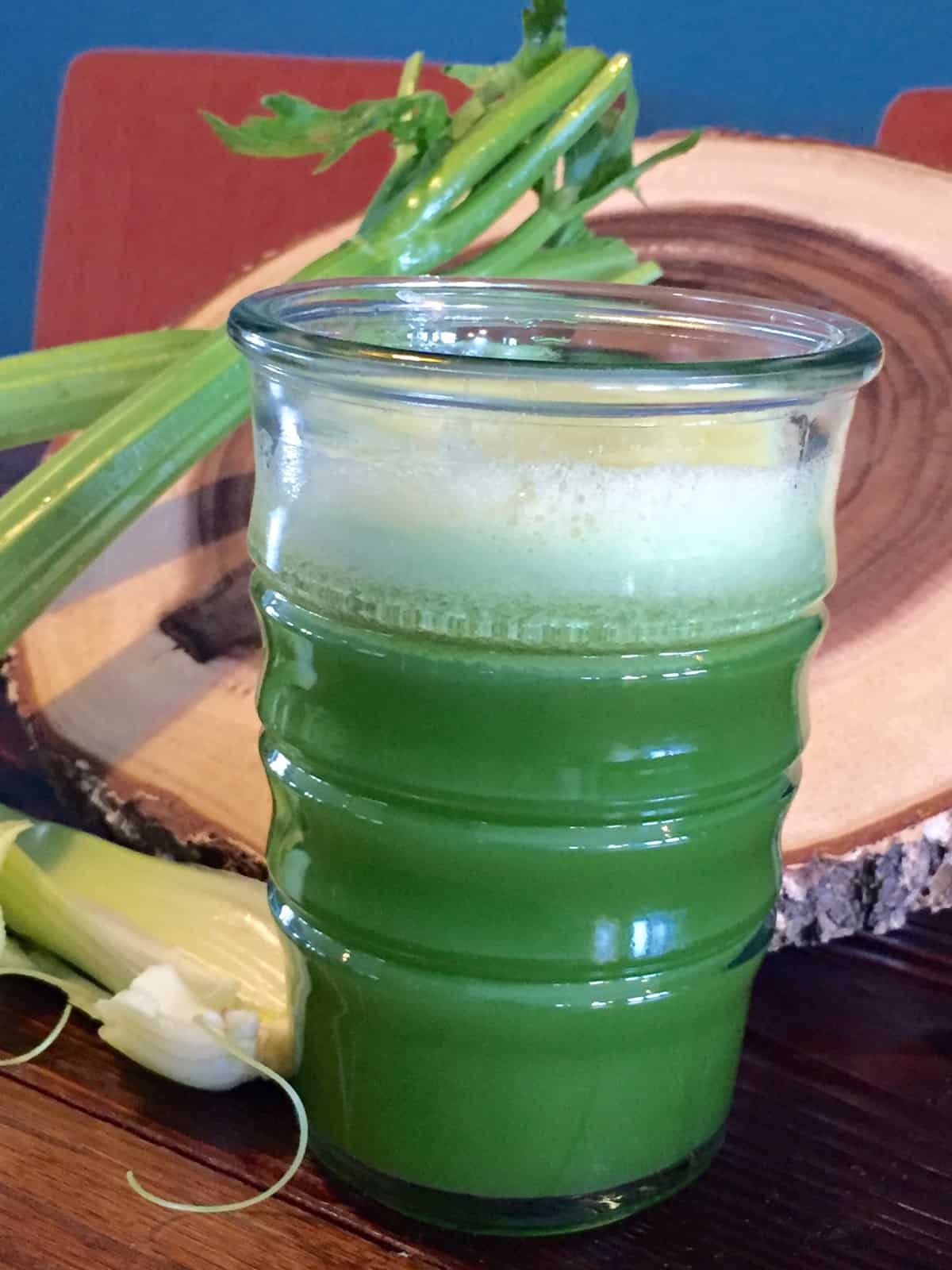 A glass of celery juice