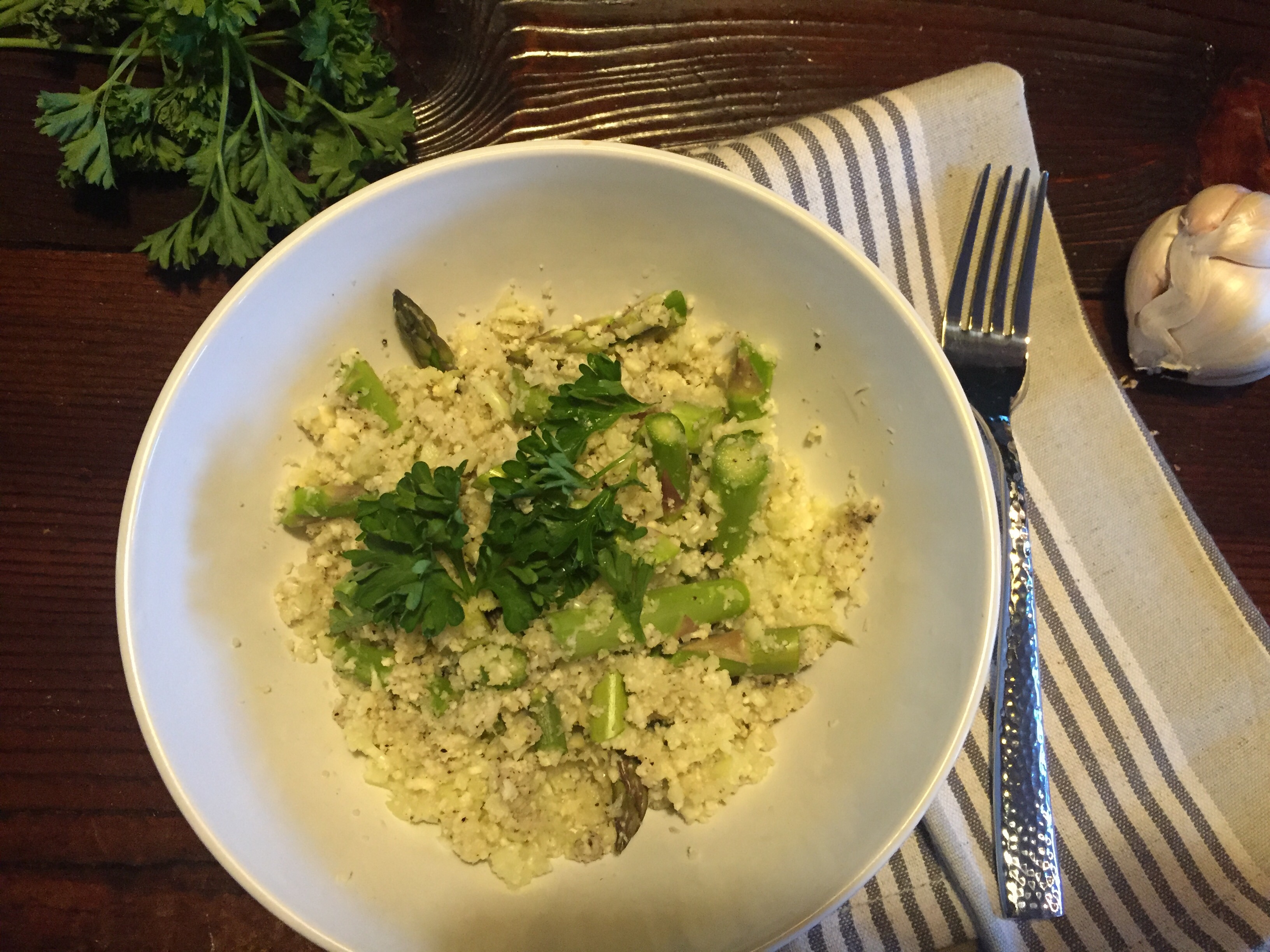 Raw Cauliflower Asparagus Risotto - Eat Your Way Clean