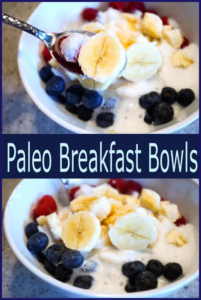 Energizing Paleo Breakfast  Bowls Recipe that takes seconds to prepare and leaves you feeling light and full all morning. Healthy and Delicious.  