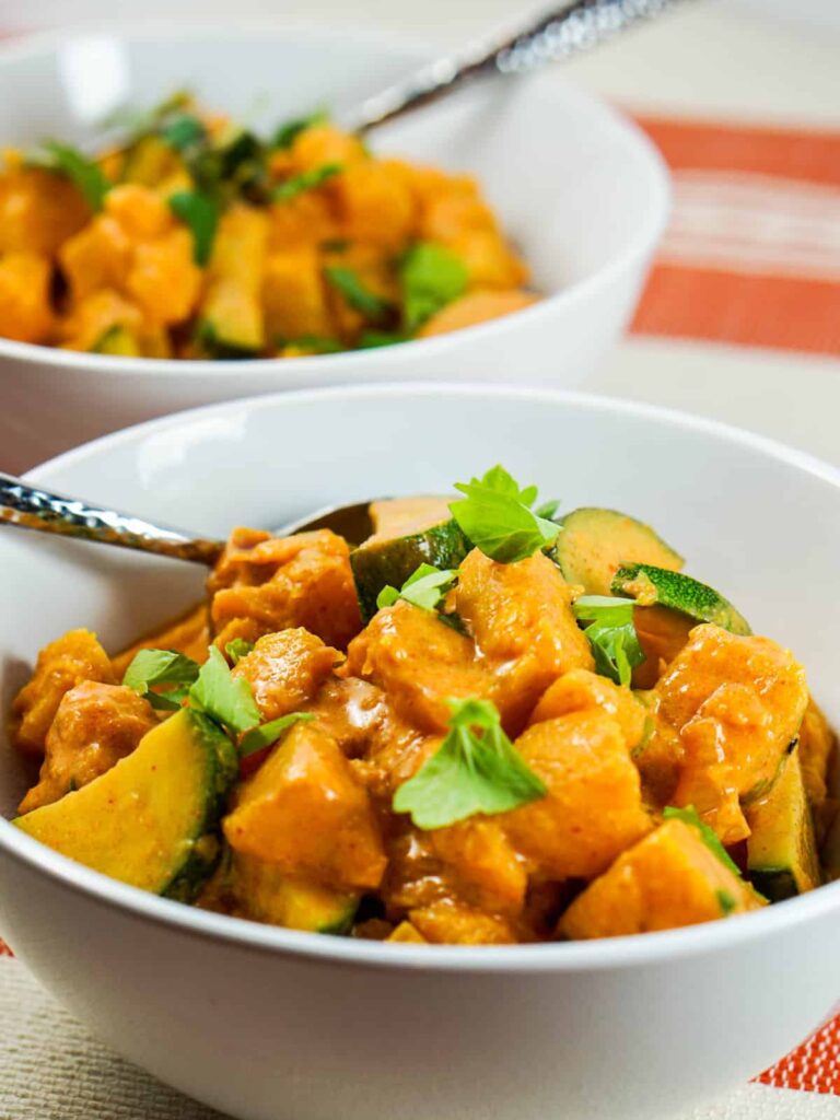 Pumpkin Coconut Curry Recipe - Healthy clean eating curry recipe using real whole food. Great served by itself or over rice or zoodles.