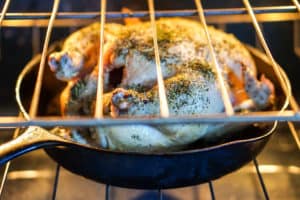 Simple Whole Roasted Herb Chicken Recipe - Just 5 minutes of active time and 1 hour baking for this clean eating head-to-toe recipe