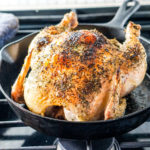 Simple Whole Roasted Herb Chicken Recipe - Just 5 minutes of active time and 1 hour baking for this clean eating head-to-toe recipe