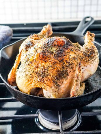 Simple Whole Roasted Herb Chicken Recipe - Just 5 minutes of active time and 1 hour baking for this clean eating head-to-toe recipe