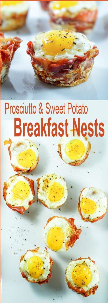 Try this Prosciutto Sweet Potato Breakfast Nests recipe for an easy and healthy on-the-go breakfast that you can prep ahead of time for busy mornings.