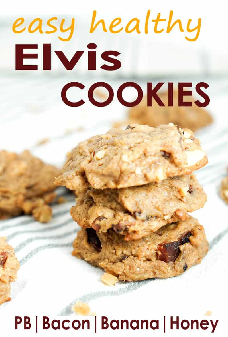 Elvis Cookies - a healthy, clean cookie recipe inspired by Elvis Presley's favorite sandwich. Peanut butter, bacon, banana and honey = quick, easy, healthy.