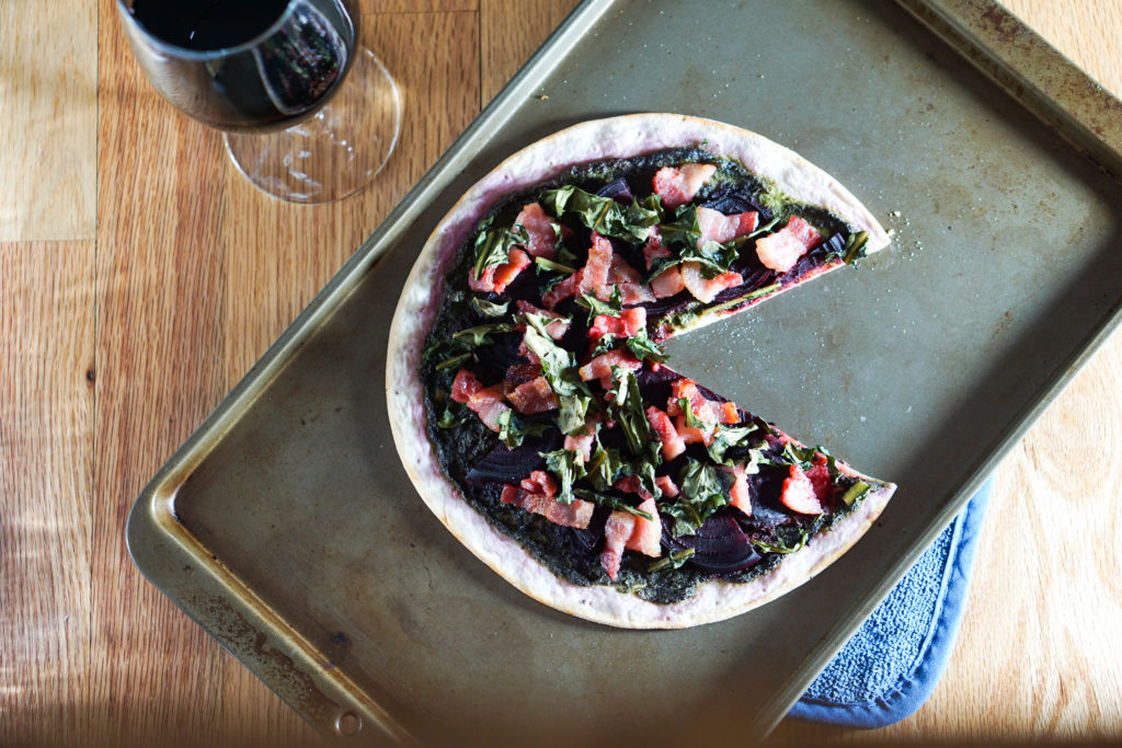 The healthiest pizza on earth. This gluten free, dairy free Beet and Dandelion Flatbread Recipe is chocked full of detoxing nutrients. Perfect spring meal.