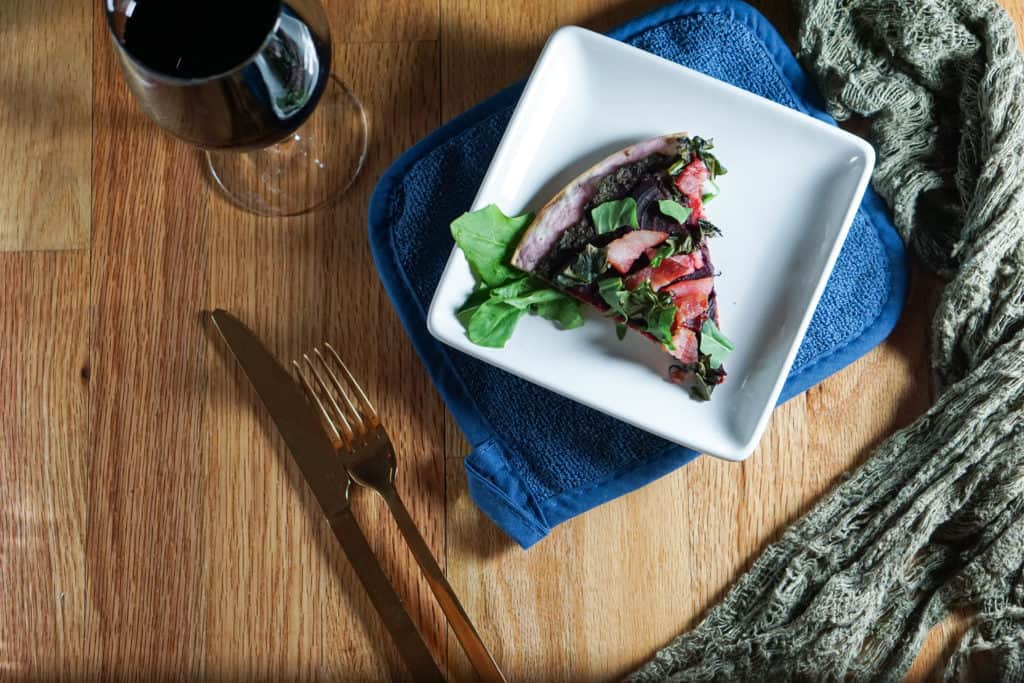 The healthiest pizza on earth. This gluten free, dairy free Beet and Dandelion Flatbread Recipe is chocked full of detoxing nutrients. Perfect spring meal.