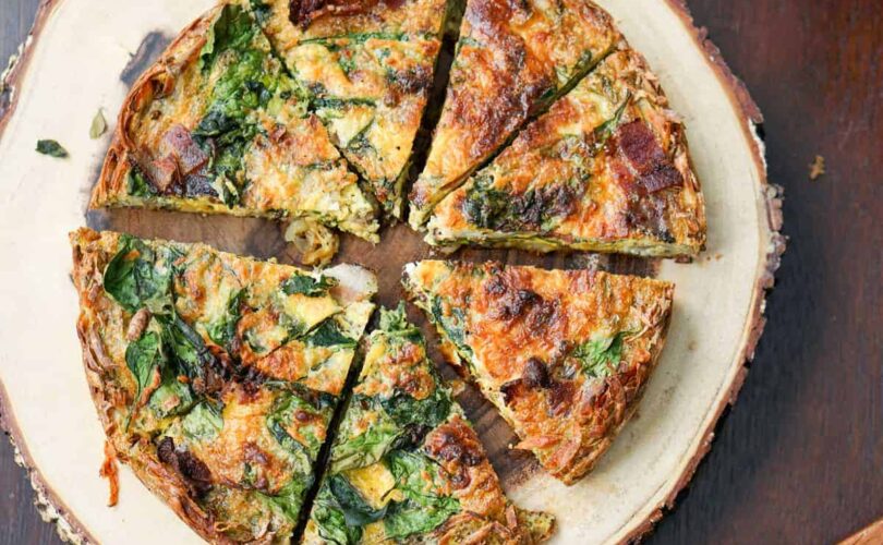 Mother's Day Brunch Menu: A perfect make ahead dish for any event: gluten free, dairy free, paleo, grain free bacon spinach quiche recipe is the answer to a healthy and easy brunch