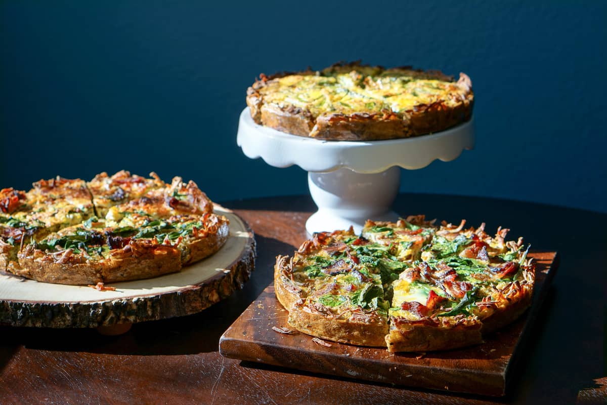 Mother's Day Brunch Menu: A perfect make ahead dish for any event: gluten free, dairy free, paleo, grain free bacon spinach quiche recipe is the answer to a healthy and easy brunch