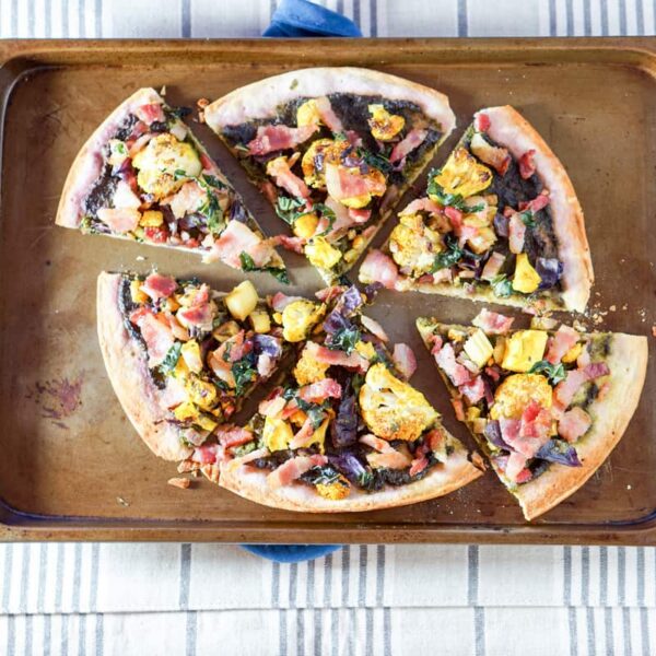 Turmeric Roasted Cauliflower and Kale Sauce Flatbread Eat Your Way Clean