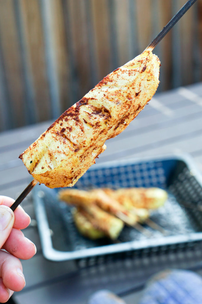 A healthy paleo BBQ option, this grilled pineapple skewers with cinnamon recipe has two ingredients: pineapple and cinnamon. Bring simple back to the backyard BBQ.