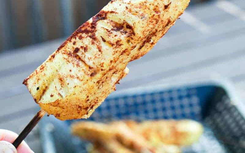A healthy paleo BBQ option, this grilled pineapple skewers with cinnamon recipe has two ingredients: pineapple and cinnamon. Bring simple back to the backyard BBQ.