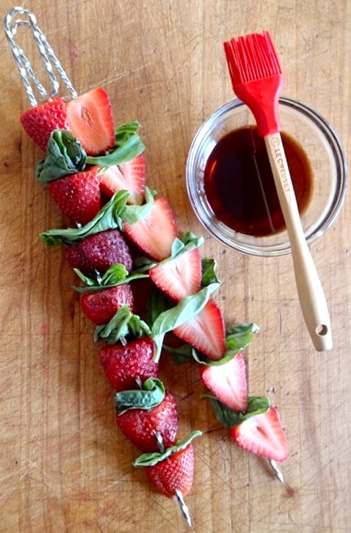 Best Paleo Kebabs - Grilled Strawberry Basil Kebabs with Balsamic sauce