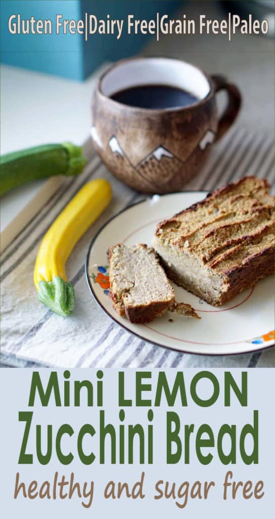 A quick 5-minute blender recipe for individually sized and refined sugar free zucchini bread. This fluffy loaf is naturally sweetened with dates and almond flour and perfect for every morning