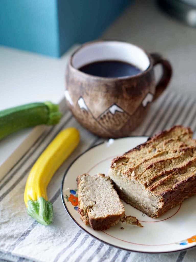A quick 5-minute blender recipe for individually sized and refined sugar free zucchini bread. This fluffy loaf is naturally sweetened with dates and almond flour and perfect for every morning