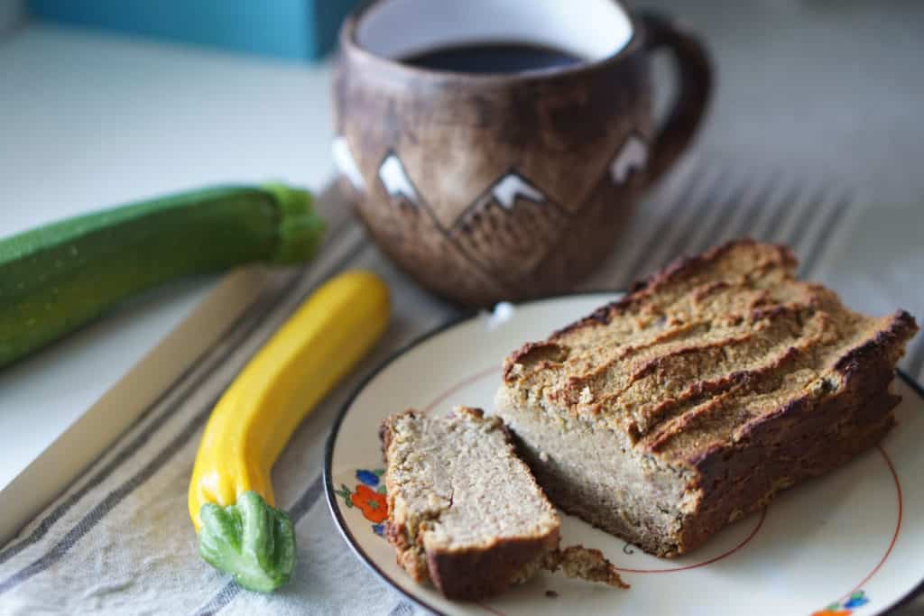 A quick 5-minute blender recipe for individually sized and refined sugar free zucchini bread. This fluffy loaf is naturally sweetened with dates and almond flour and perfect for every morning