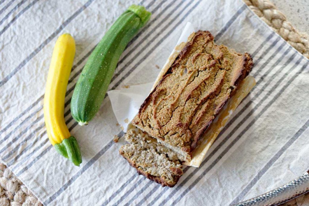 A quick 5-minute blender recipe for individually sized and refined sugar free zucchini bread. This fluffy loaf is naturally sweetened with dates and almond flour and perfect for every morning