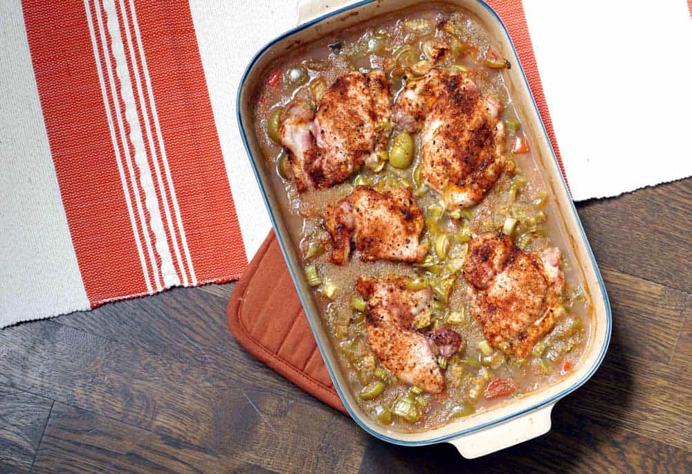 A foolproof recipe for weeknight dinners or to bring for a meal train, this amaranth and tomatillo chicken bake is loaded with protein, vitamins, and flavor.