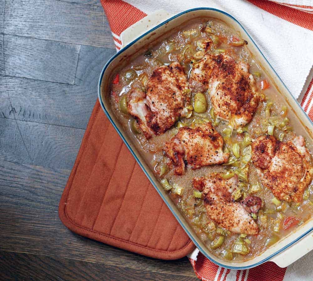 a new kind of casserole: healthy and hearty amaranth, black bean and tomatillo chicken bake