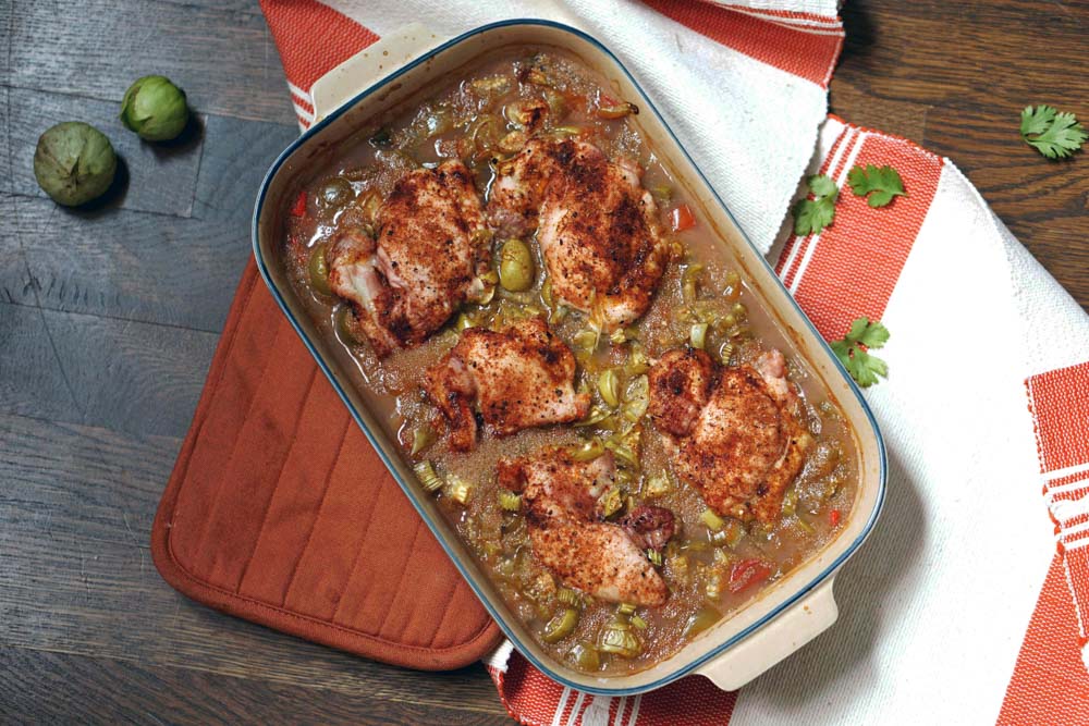 A foolproof recipe for weeknight dinners or to bring for a meal train, this amaranth and tomatillo chicken bake is loaded with protein, vitamins, and flavor.