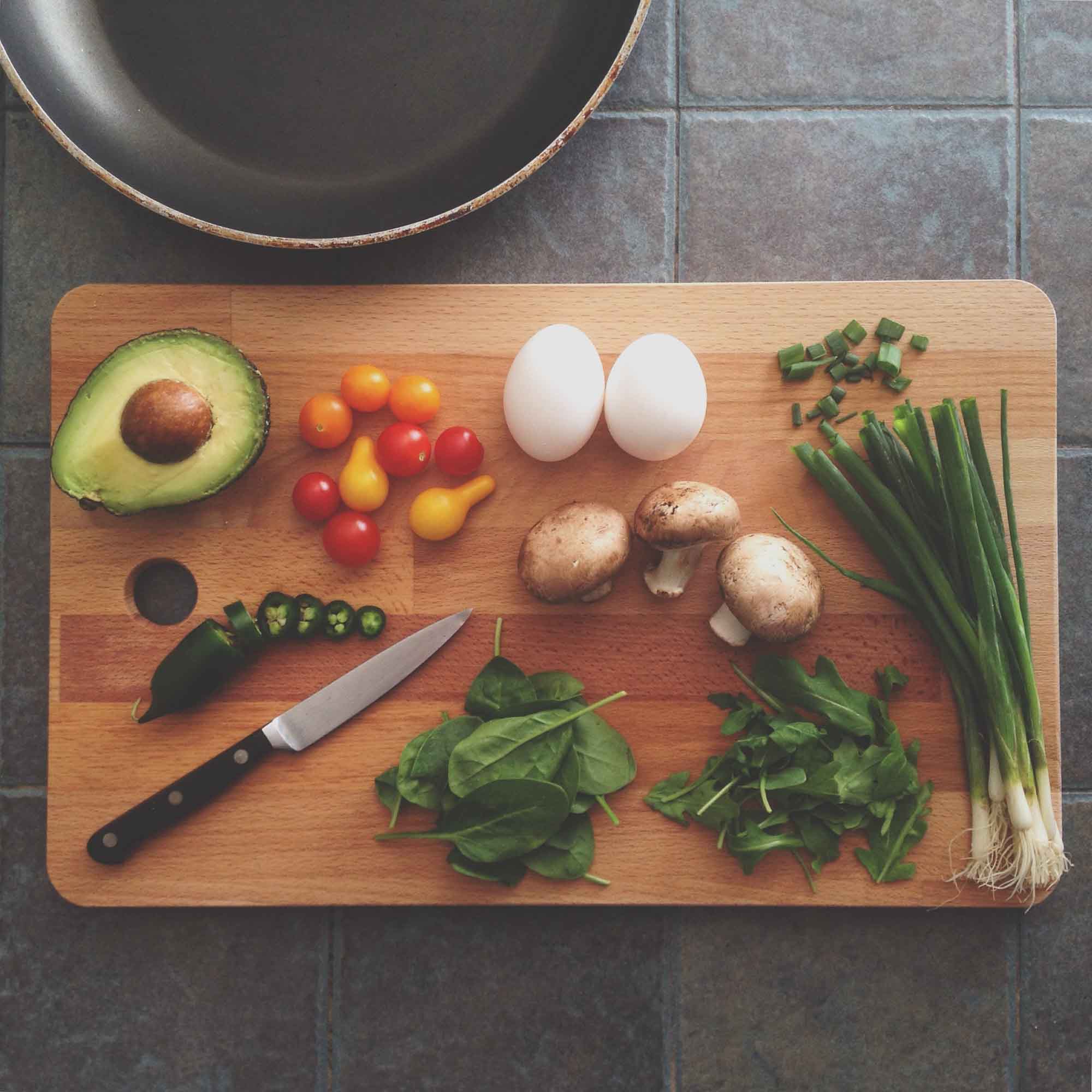 Vegetables on a chopping board