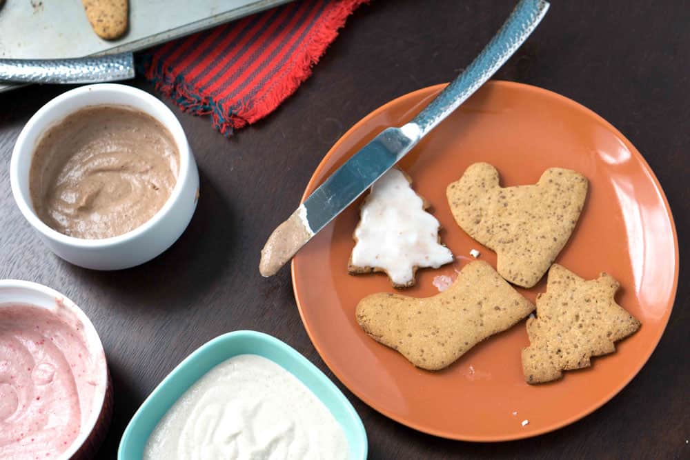 Healthy cut out cookies with 2 ingredient healthy blender frosting. 