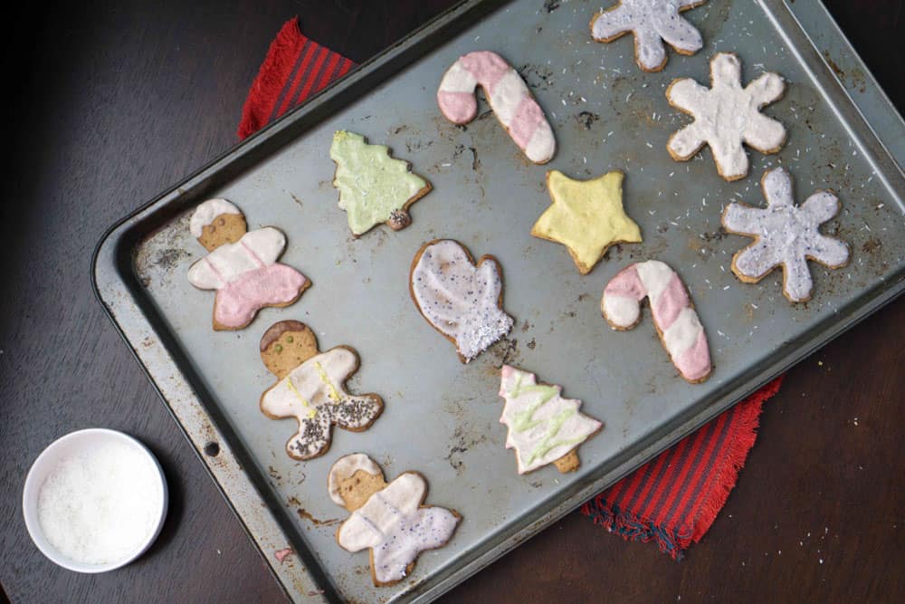 A healthier, gluten free and refined sugar-free upgrade to a classic, ensuring you enjoy the holidays and the morning after: gluten free cut out cookies with dairy free, refined sugar fee frosting