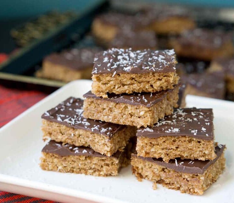 Stacked Chocolate walnut oat bars