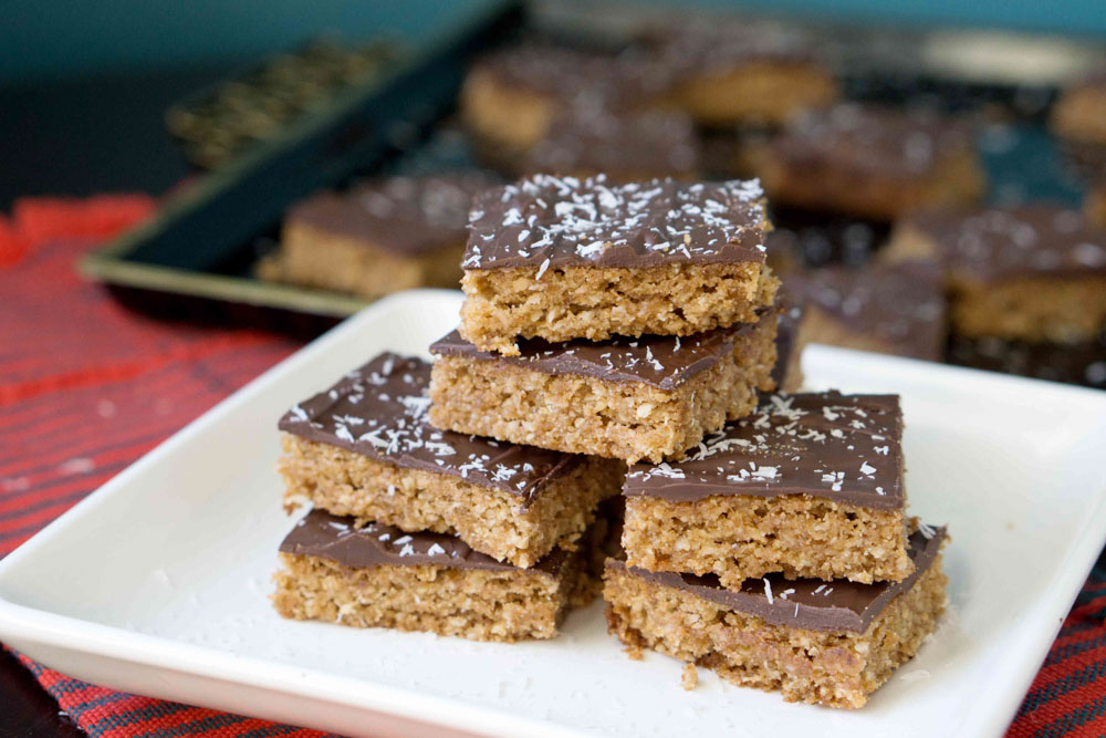 Stacked Chocolate walnut oat bars