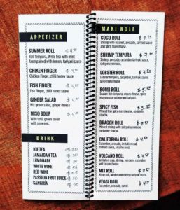 Sushi La Barra Menu in San Juan Del Sur