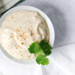 Whipped Tahini Sauce in a white ramekin