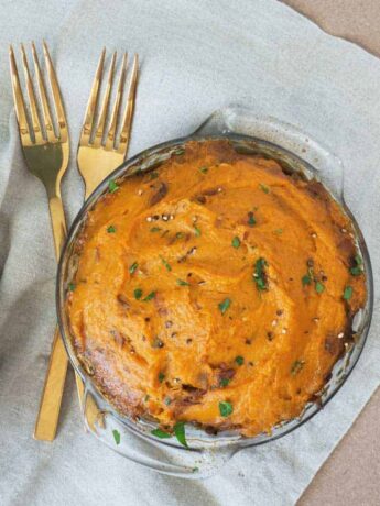 This whole 30 shepherds pie is paleo friendly and full of real food and flavor. Celery, cauliflower, peas, carrots, tamarind, and broth naturally flavor a healthy and balanced meal