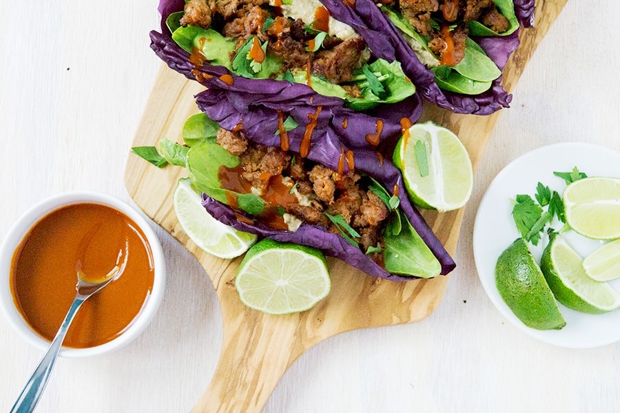 Taking tacos to the next level, these heritage chorizo cabbage tacos are savory and fresh with just enough spice. Who said tacos couldn't be clean?