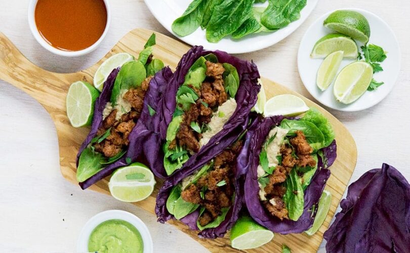 Taking tacos to the next level, these heritage chorizo cabbage tacos are savory and fresh with just enough spice. Who said tacos couldn't be clean?