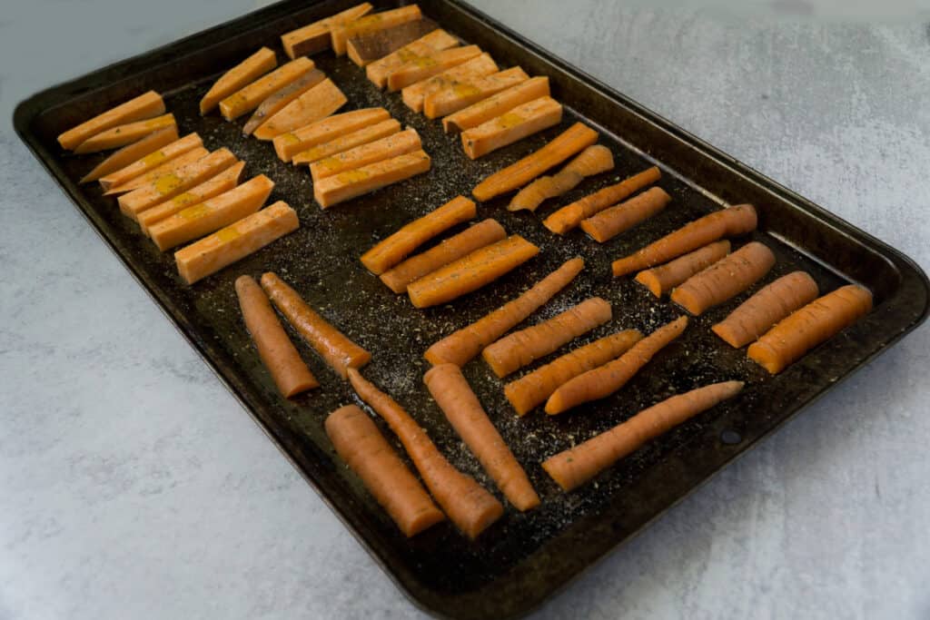 Roasted Carrot Fries for Kale Caesar Salad