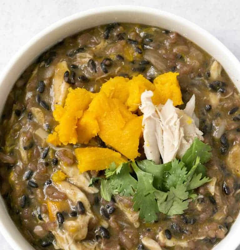 pumpkin black rice risotto with pumpkin and parsley