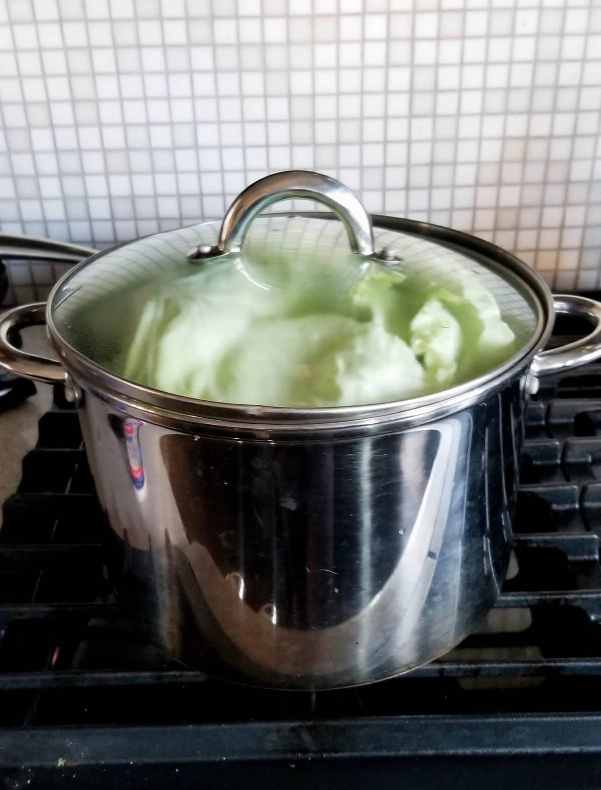 Steaming Cabbage leaves for Cabbage rolls