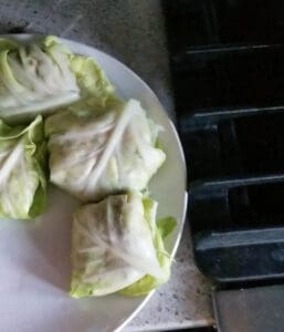 Raw Cabbage rolls ready to sear