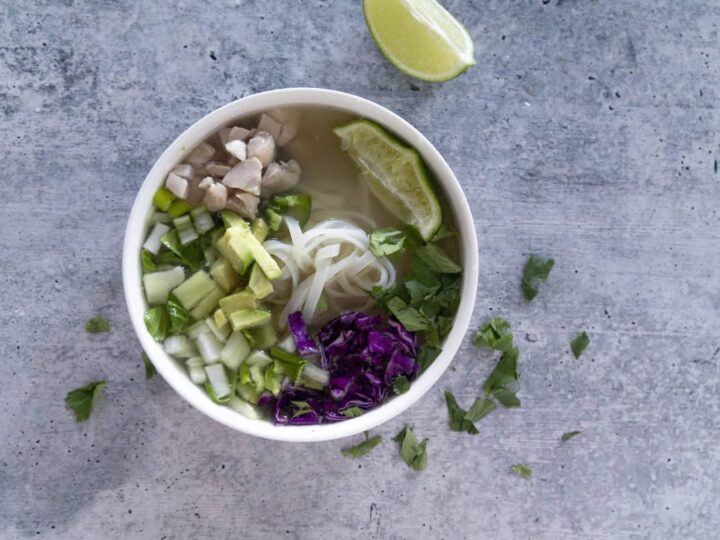 Clean Pho Bowl with lime and cilantro