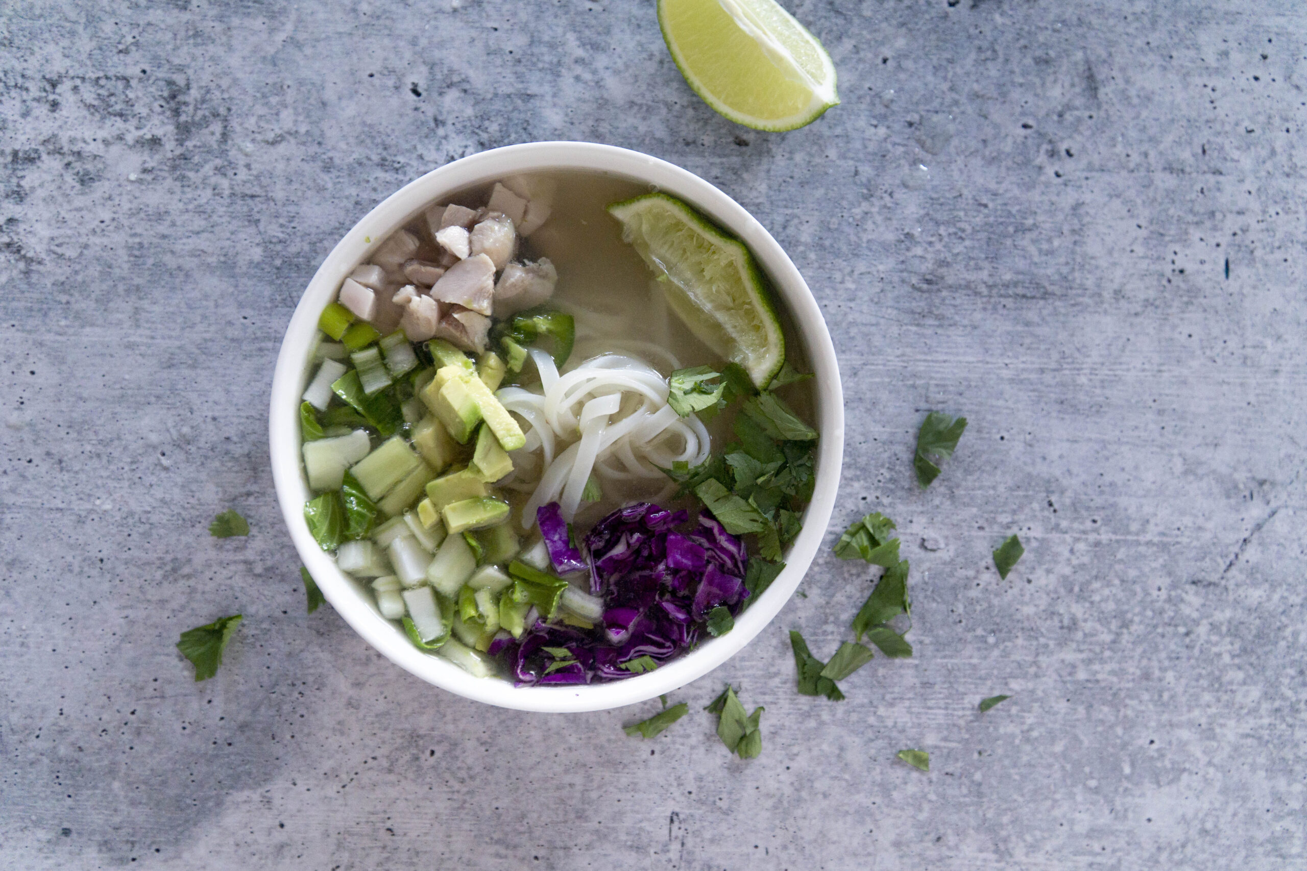 Clean Pho Bowl with lime and cilantro