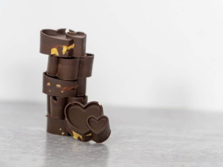 Stacked Chocolate Peanut Butter Cup Hearts wide