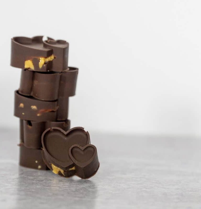 Stacked Chocolate Peanut Butter Cup Hearts wide