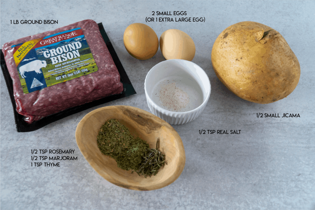 Bison Jicama Meatball Ingredients