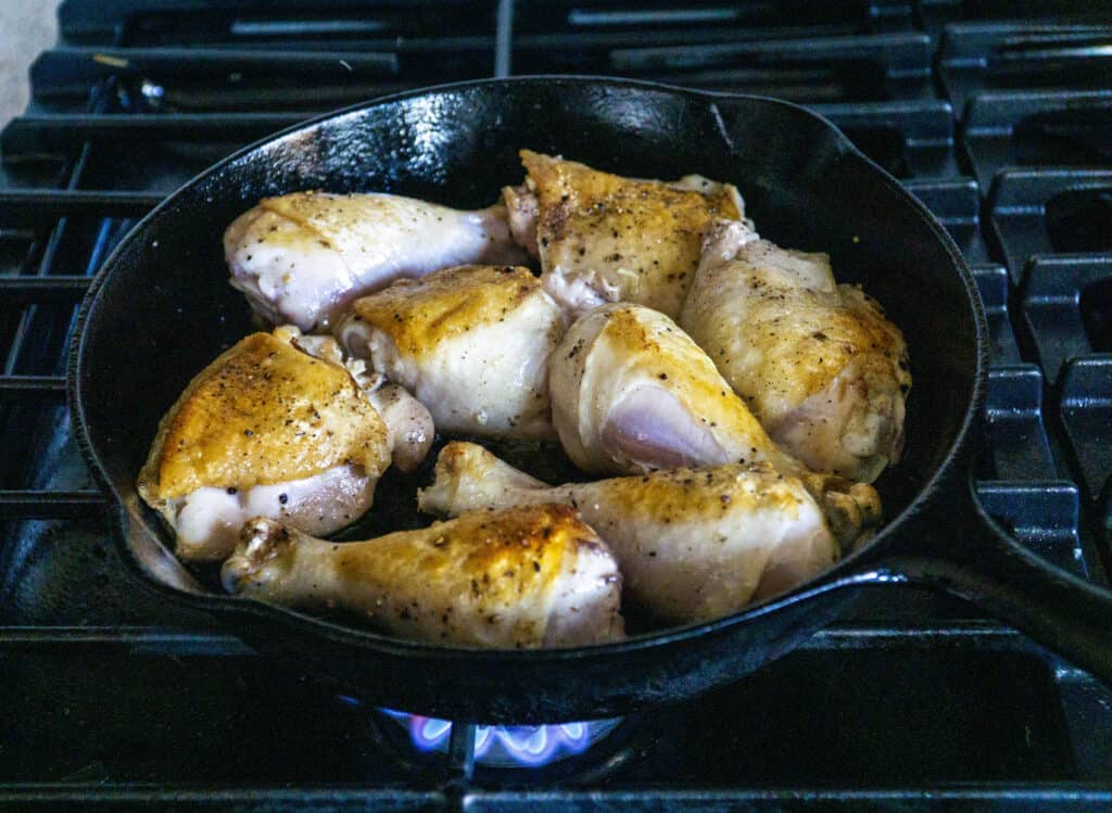 Seared Chicken thighs and drums