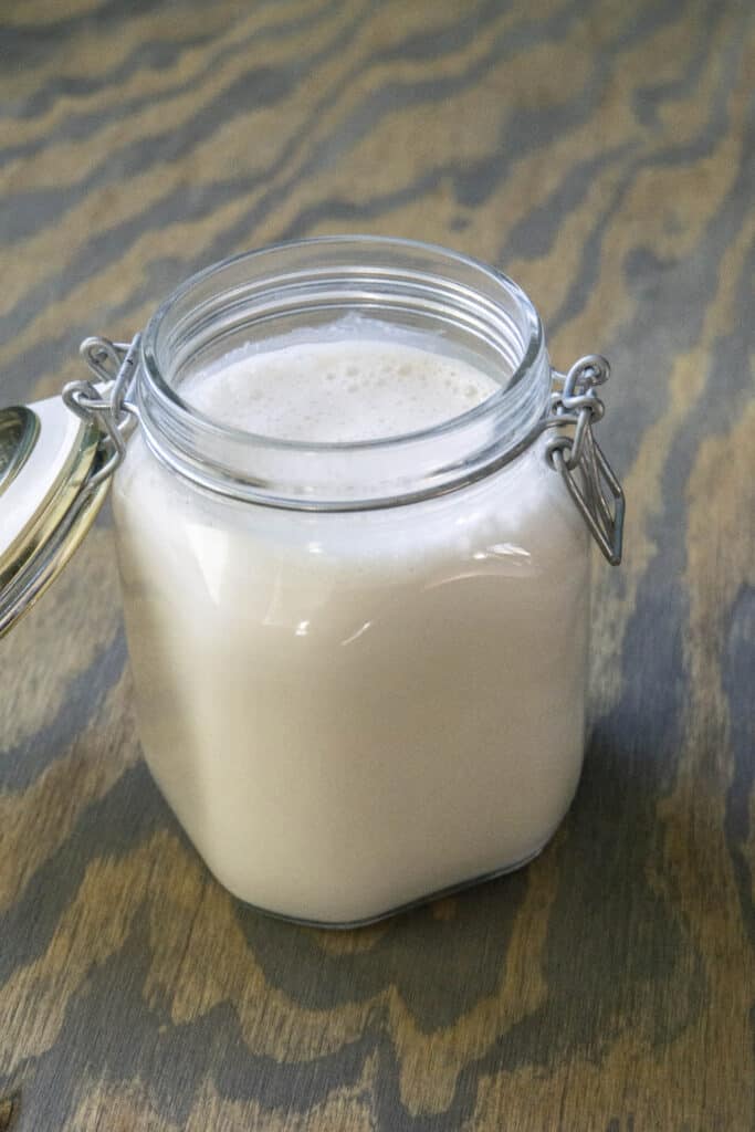 Full mason jar of Walnut Milk