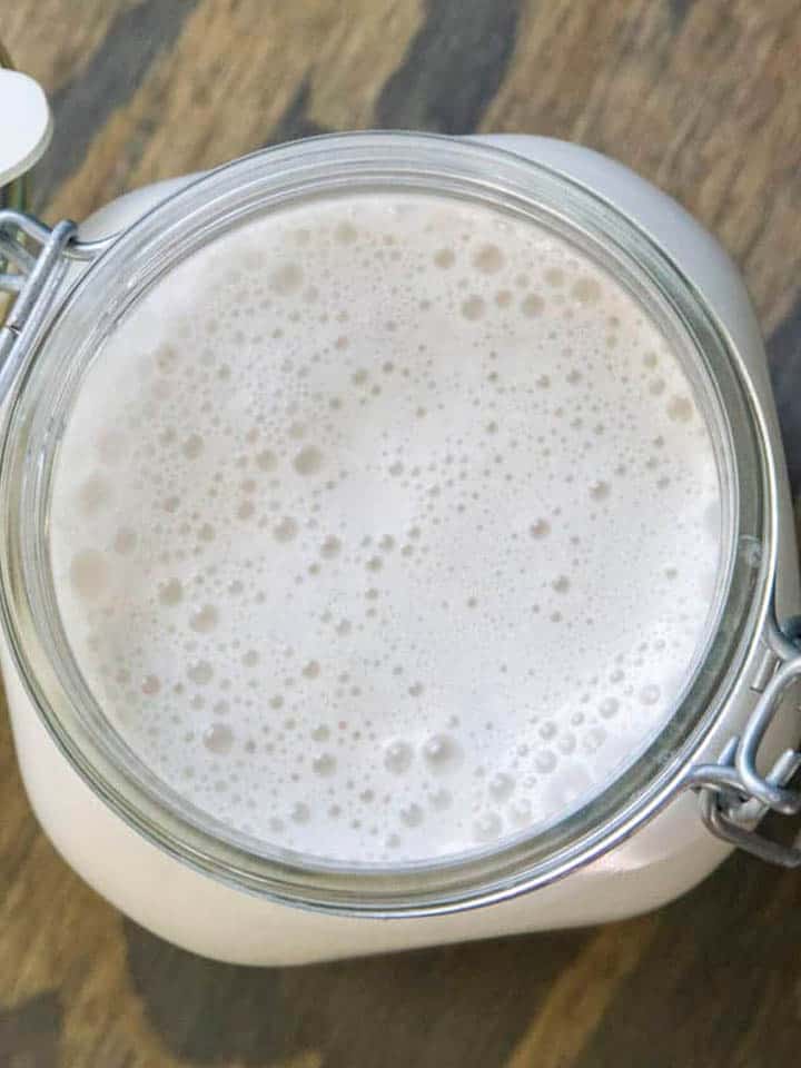 walnut milk in mason jar