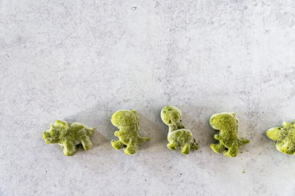 Carrot Top Pesto Frozen into bite size dinos